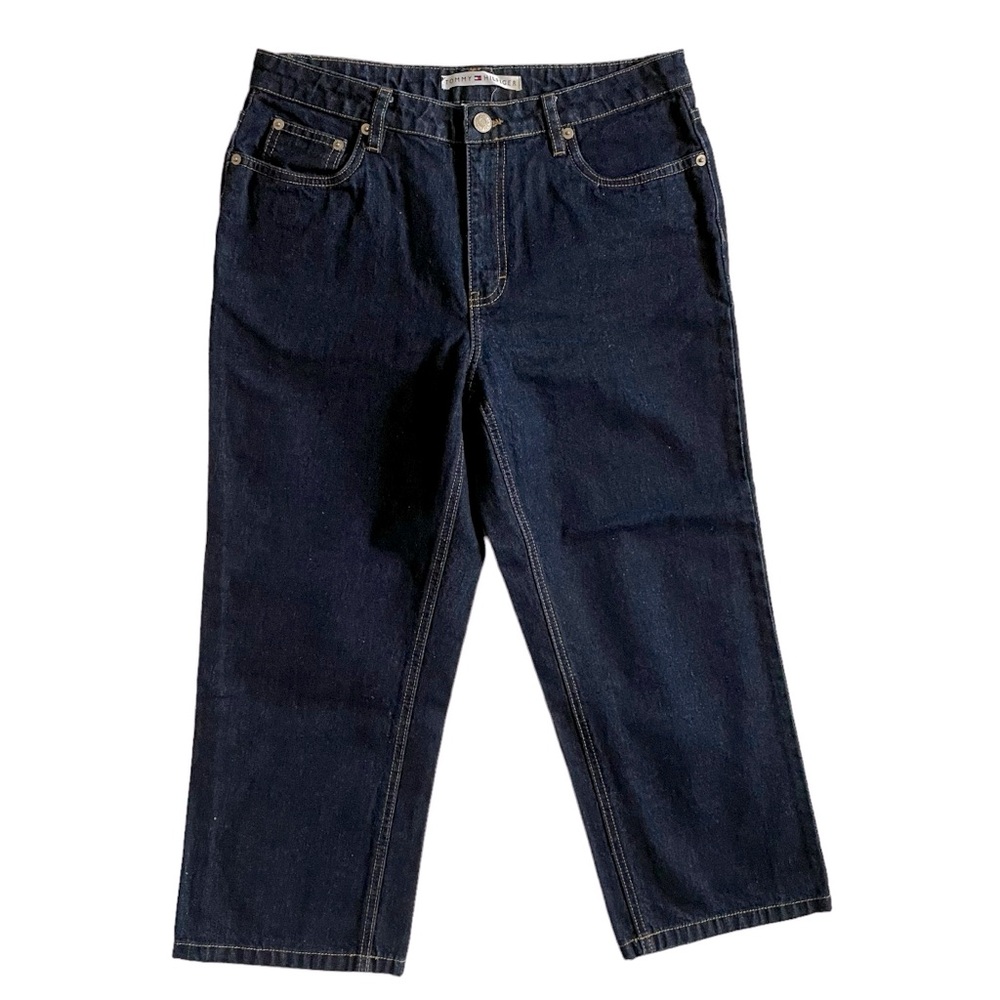 Vintage Y2K Tommy Hilfiger Classic Mid-Rise Cropped Jeans Dark Wash Blue Size 8